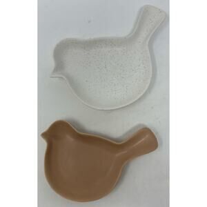 Kirklands Tan and‎ White Specked Bird Dish or Tray Set of 2